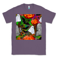 Lavender halloween ghost and headstone seamless pattern Classic Tee - BundleAndBundleShop