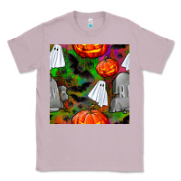Lilac halloween ghost and headstone seamless pattern Classic Tee - BundleAndBundleShop