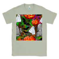 Matcha halloween ghost and headstone seamless pattern Classic Tee - BundleAndBundleShop