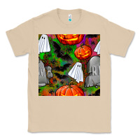 Mushroom halloween ghost and headstone seamless pattern Classic Tee - BundleAndBundleShop