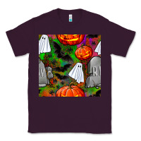 Plum halloween ghost and headstone seamless pattern Classic Tee - BundleAndBundleShop