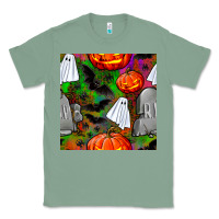 Sage halloween ghost and headstone seamless pattern Classic Tee - BundleAndBundleShop