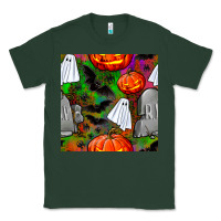 Sports Green halloween ghost and headstone seamless pattern Classic Tee - BundleAndBundleShop