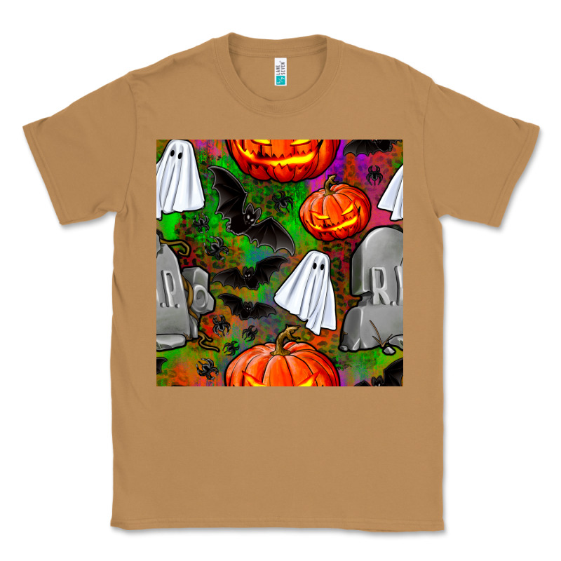Halloween Ghost And Headstone Seamless Pattern Classic Tee by BundleAndBundleShop | Teevron