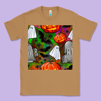 Halloween Ghost And Headstone Seamless Pattern Classic Tee Designed By Bundleandbundleshop