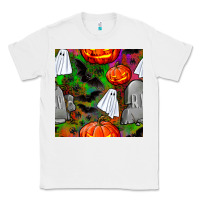 White halloween ghost and headstone seamless pattern Classic Tee - BundleAndBundleShop