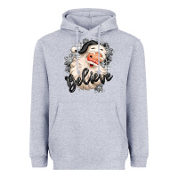Heather Grey believe buffalo plaid white christmas santa claus Heavyweight Hoodie - MaliasSmallBusiness