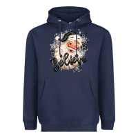 Navy believe buffalo plaid white christmas santa claus Heavyweight Hoodie - MaliasSmallBusiness