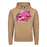 Vintage Coffee Breast Cancer with Ribbon Pink Lips Vintage Hoodie - texasbilliewilder