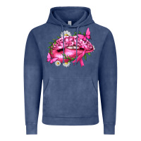 Vintage Denim Breast Cancer with Ribbon Pink Lips Vintage Hoodie - texasbilliewilder