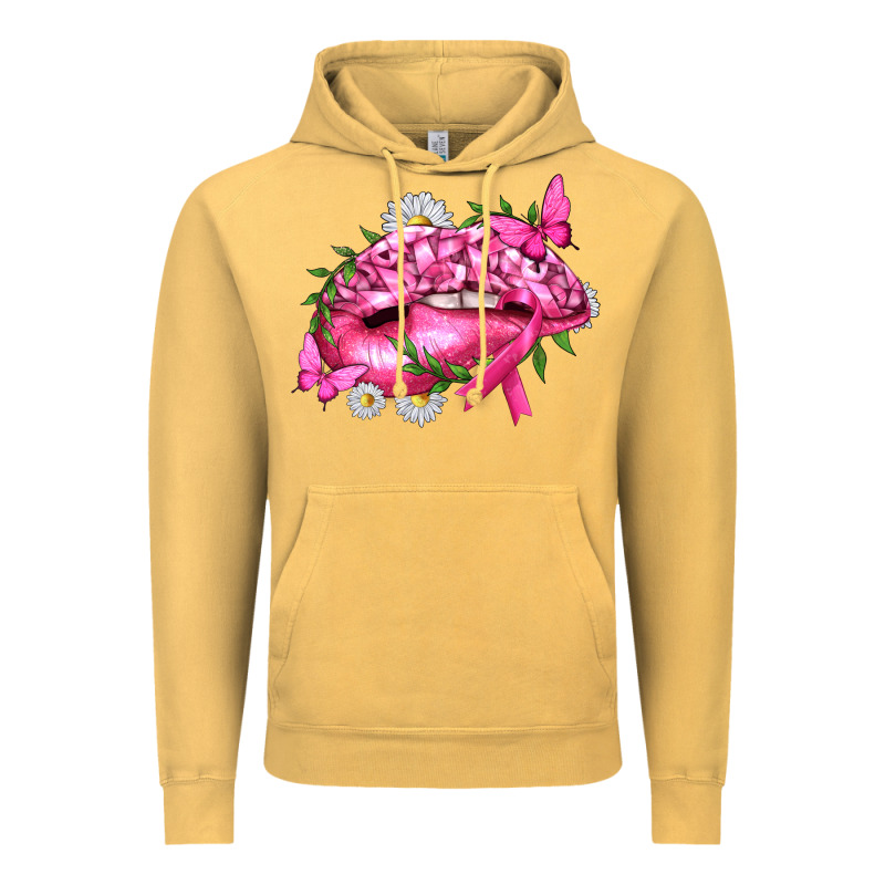 Breast Cancer With Ribbon Pink Lips Vintage Hoodie by texasbilliewilder | Teevron