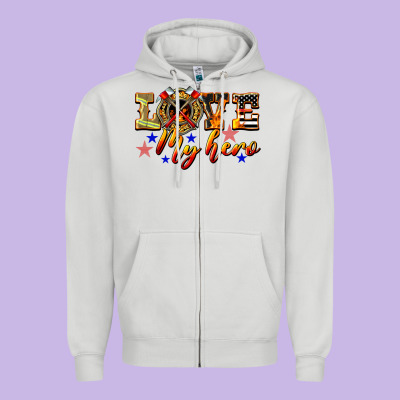 Love My Hero Firefighter Zipper Hoodie Designed By Lillyallendesigns