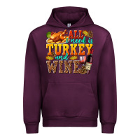 Mauve Wine All I Need Is Turkey and Wine Urban Hoodie - texasbilliewilder