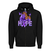Black hope lavender ribbon all cancers Zipper Hoodie - NancyCooperArtShop
