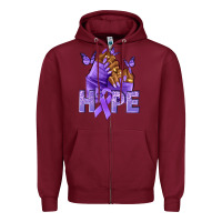 Burgundy hope lavender ribbon all cancers Zipper Hoodie - NancyCooperArtShop