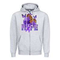 Heather Grey hope lavender ribbon all cancers Zipper Hoodie - NancyCooperArtShop