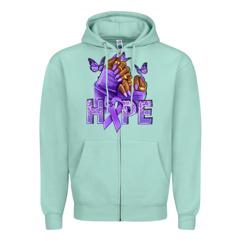 Hope Lavender Ribbon All Cancers Zipper Hoodie by NancyCooperArtShop | Teevron