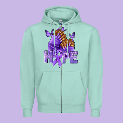 Hope Lavender Ribbon All Cancers Zipper Hoodie Designed By Nancycooperartshop