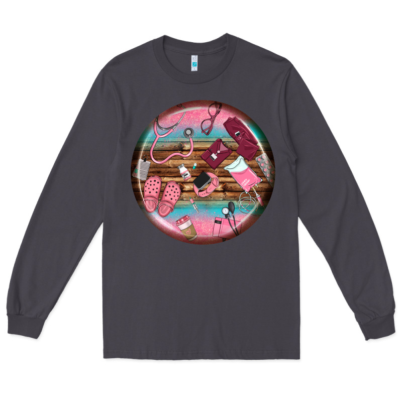 Nurse Round Earrings Long Sleeve Tee by BundleAndBundleShop | Teevron