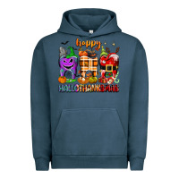 Pigment Midnight Navy Happy Hallothanksmas teeth Urban Hoodie - texasbilliewilder