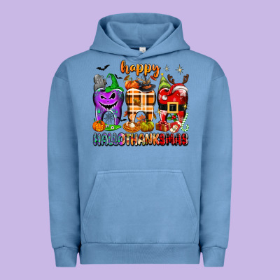 Happy Hallothanksmas Teeth Urban Hoodie Designed By Texasbilliewilder