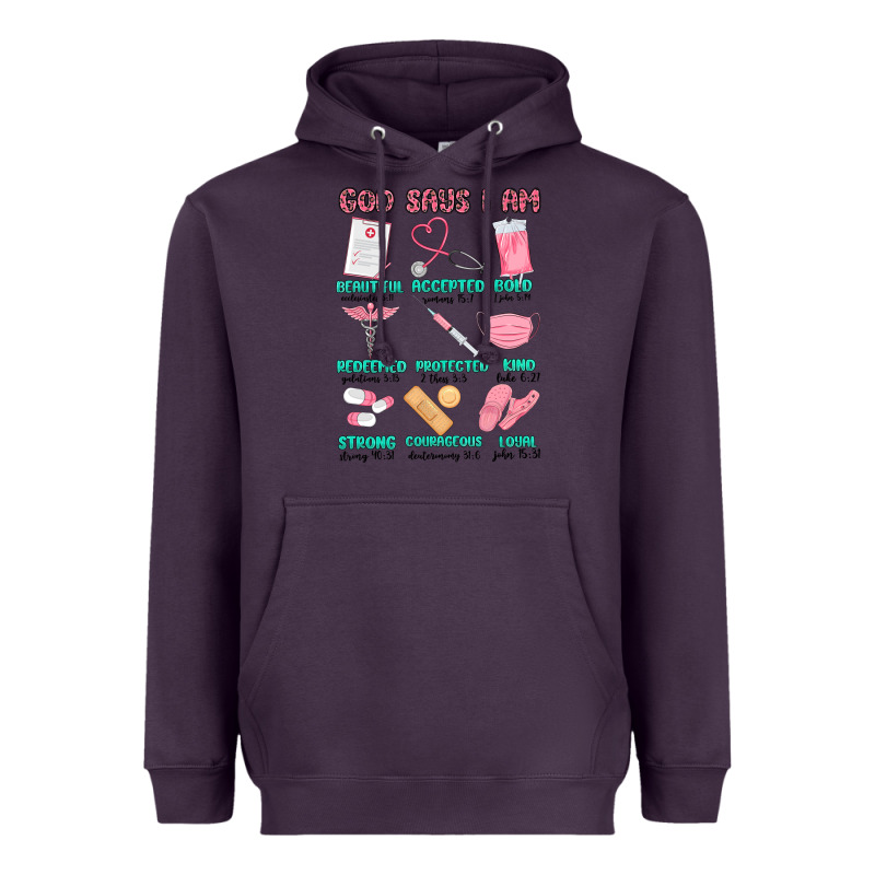 God Says I Am Nurse Heavyweight Hoodie by MaliasSmallBusiness | Teevron