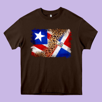 Puerto Rico And Dominican Republic Flag Heavy Core Tee Designed By Artiststas