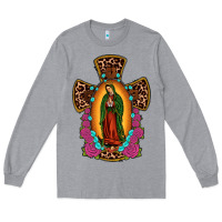 Heather Grey our lady of guadalupe cross Long Sleeve Tee - JahusDesignShop