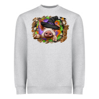 Heather Grey halloween pig Heavyweight Sweatshirt - CowhideDigitalArt