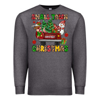 Charcoal Heather Christmas Santa and reindeer truck Premium Sweatshirt - MaliasSmallBusiness