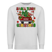 Dove Grey Christmas Santa and reindeer truck Premium Sweatshirt - MaliasSmallBusiness