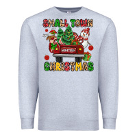 Heather Grey Christmas Santa and reindeer truck Premium Sweatshirt - MaliasSmallBusiness