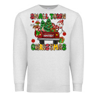 Oatmeal Heather Christmas Santa and reindeer truck Premium Sweatshirt - MaliasSmallBusiness