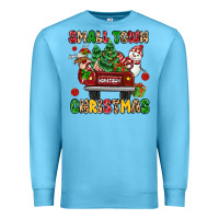 Ocean Blue Christmas Santa and reindeer truck Premium Sweatshirt - MaliasSmallBusiness