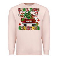 Pale Pink Christmas Santa and reindeer truck Premium Sweatshirt - MaliasSmallBusiness