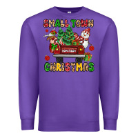 Purple Christmas Santa and reindeer truck Premium Sweatshirt - MaliasSmallBusiness