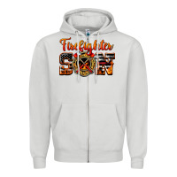 Dove Grey American Flag Firefighter Son Zipper Hoodie - LillyAllenDesigns