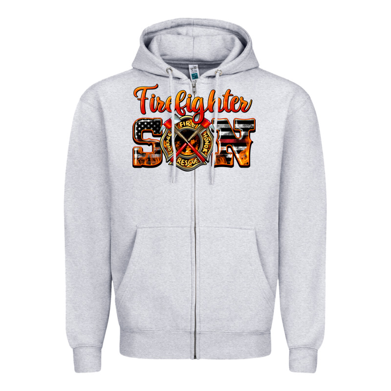 American Flag Firefighter Son Zipper Hoodie by LillyAllenDesigns | Teevron