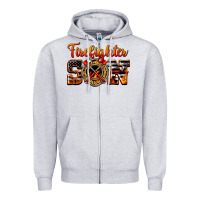 Heather Grey American Flag Firefighter Son Zipper Hoodie - LillyAllenDesigns