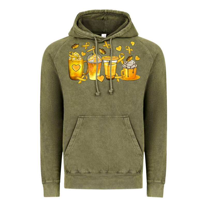 Childhood Cancer Coffee Cups Vintage Hoodie by texasbilliewilder | Teevron
