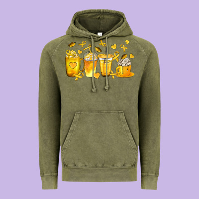 Childhood Cancer Coffee Cups Vintage Hoodie Designed By Texasbilliewilder