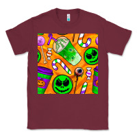 Burgundy halloween snacks seamless pattern Classic Tee - BundleAndBundleShop