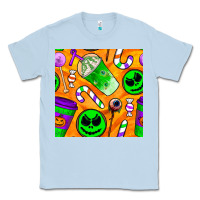 Dusty Blue halloween snacks seamless pattern Classic Tee - BundleAndBundleShop