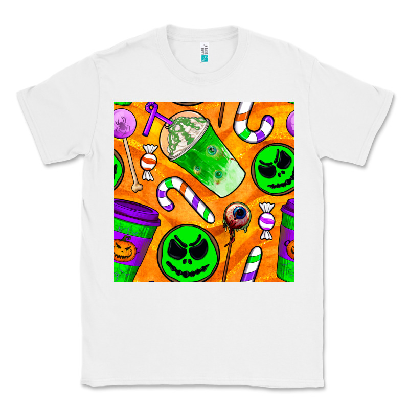 Halloween Snacks Seamless Pattern Classic Tee by BundleAndBundleShop | Teevron