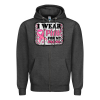 Charcoal Heather i wear pink for my mom breast cancer awareness Zipper Hoodie - Jasminsmagicworld