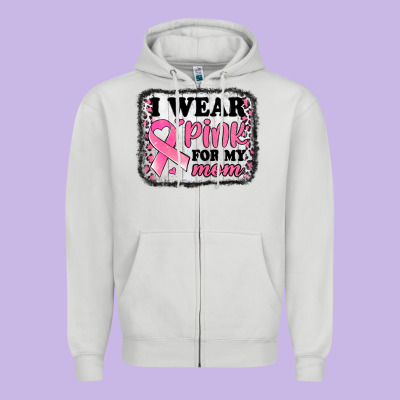 I Wear Pink For My Mom Breast Cancer Awareness Zipper Hoodie Designed By Jasminsmagicworld
