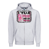 Heather Grey i wear pink for my mom breast cancer awareness Zipper Hoodie - Jasminsmagicworld