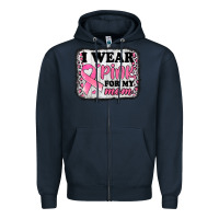Navy i wear pink for my mom breast cancer awareness Zipper Hoodie - Jasminsmagicworld