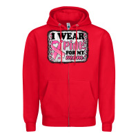 Red i wear pink for my mom breast cancer awareness Zipper Hoodie - Jasminsmagicworld