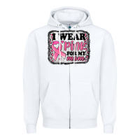 White i wear pink for my mom breast cancer awareness Zipper Hoodie - Jasminsmagicworld